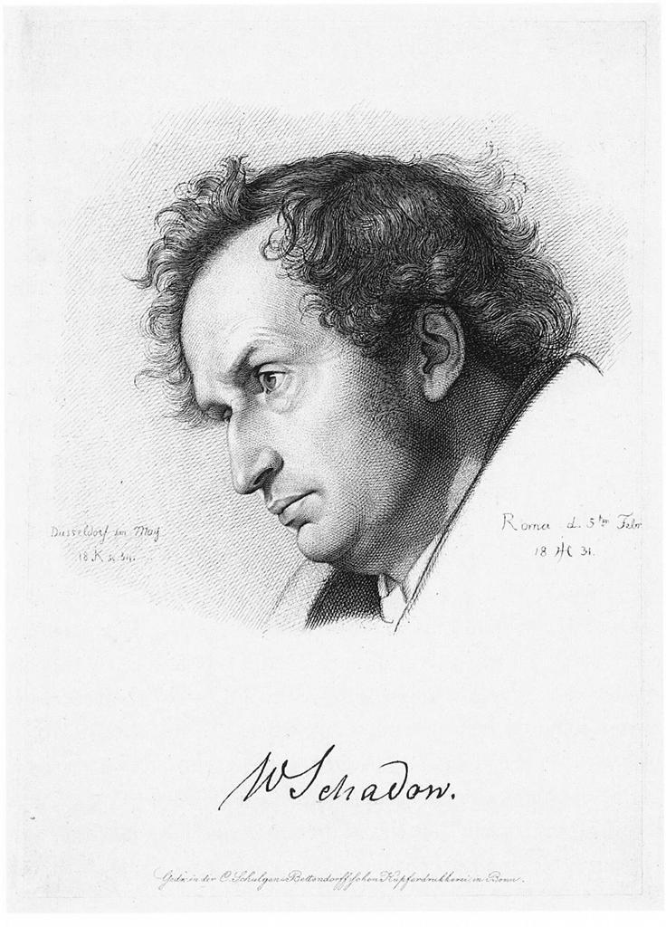 Joseph Keller, nach Julius Hübner d. Ä. (Radierung 1831), Bildnis Wilhelm von Schadow, 1834, Museum Kunstpalast